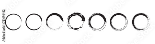 Grunge circle brush collection, vector illustration. Brush strokes symbol. Hand drawn ink paintbrush,