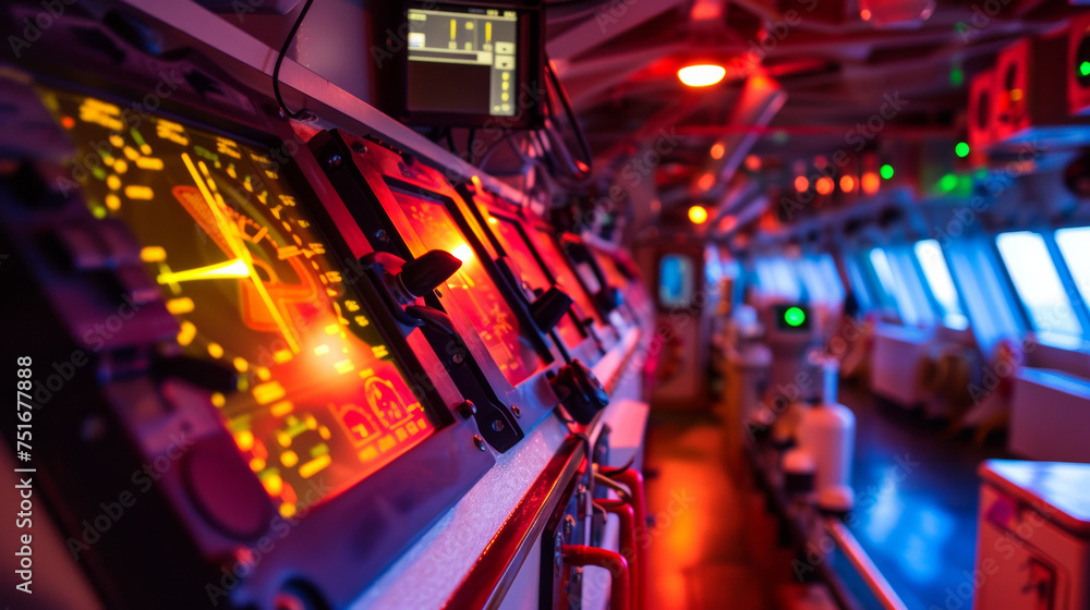 Navigation radar screens on a ship.