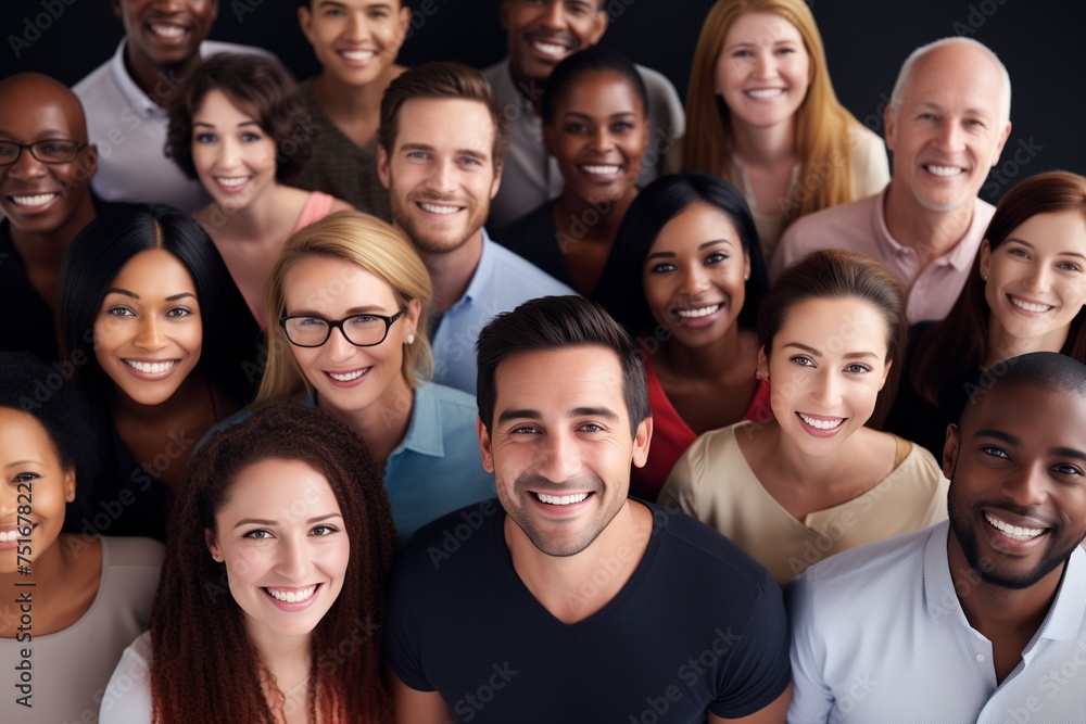 Diverse group of people smiling happy faces Diverse group of people smiling happy faces