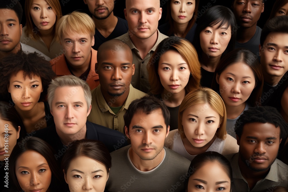 Diverse group of people serious face portrait Diverse group of people serious face portrait