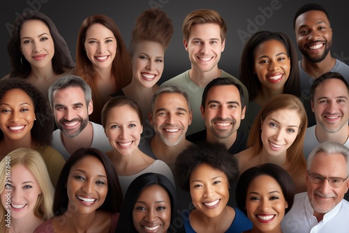 Diverse group of people smiling happy faces © blvdone