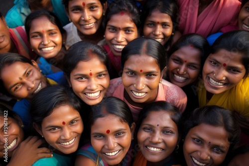 Diverse group of Indian people smiling happy faces