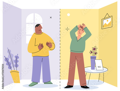 Personal space vector illustration. Interpersonal relationships require delicate balance between closeness and personal space Some individuals prefer greater distance in their personal space to feel