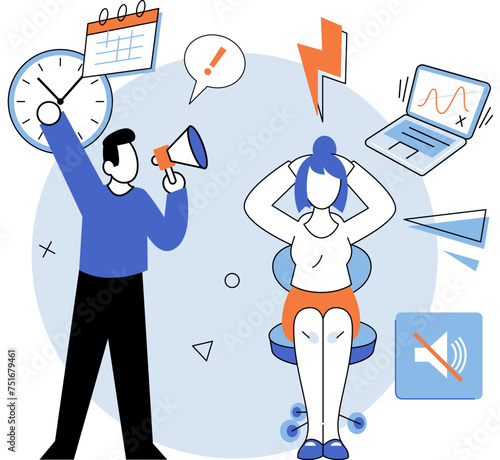Working hard vector illustration. Working hard without seeing progress can lead to disappointment and sense failure Experiencing chronic stress and exhaustion can contribute to feeling depressed