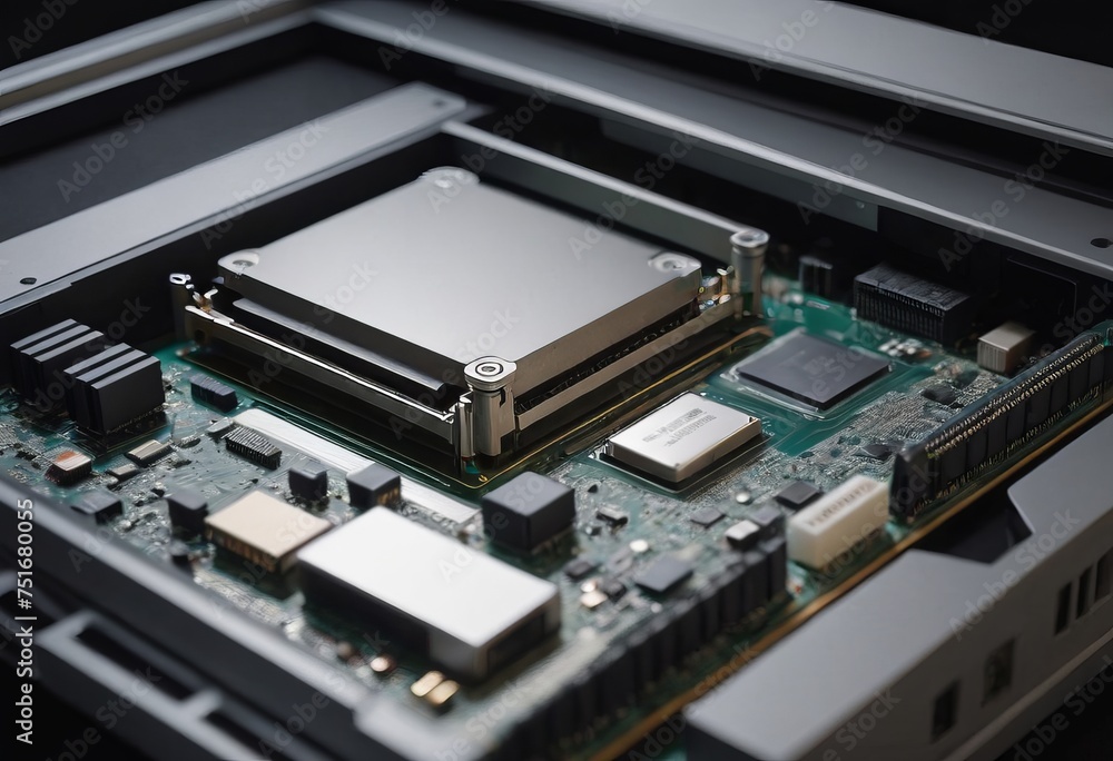 Modern CPU processor installed on a brand new motherboard, object detail, extreme closeup, nobody. Modern CPU processor installed on a brand new motherboard, object detail, extreme closeup, nobody.