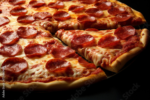 pizza isolated on black bacground