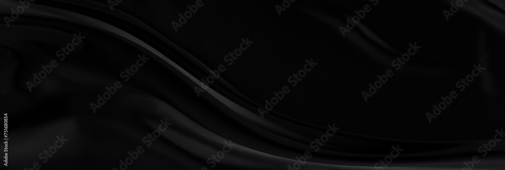 Black gray satin dark fabric texture luxurious shiny that is abstract silk cloth panorama background with patterns soft waves blur beautiful. Black gray satin dark fabric texture luxurious shiny that is abstract silk cloth panorama background with patterns soft waves blur beautiful.