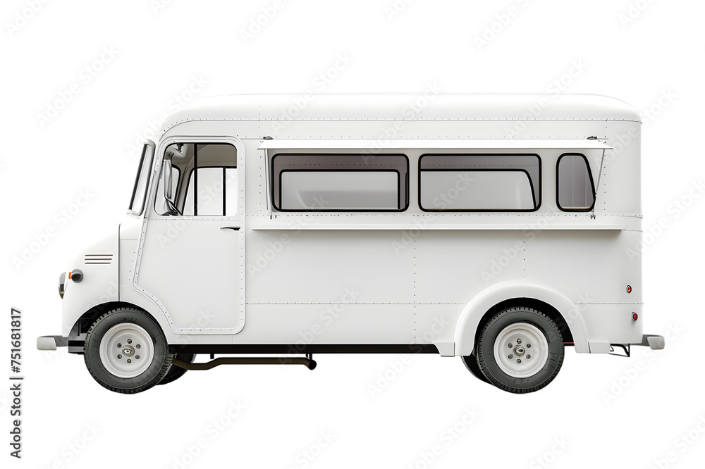 White Food truck isolated on transparent background White Food truck isolated on transparent background
