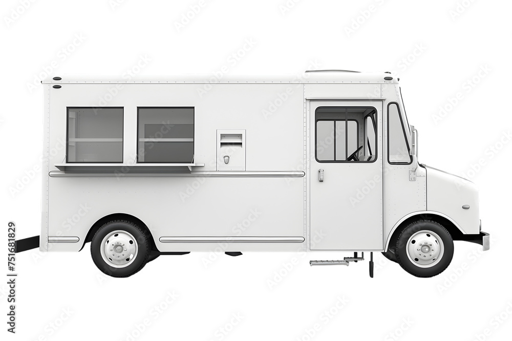 White Food truck isolated on transparent background