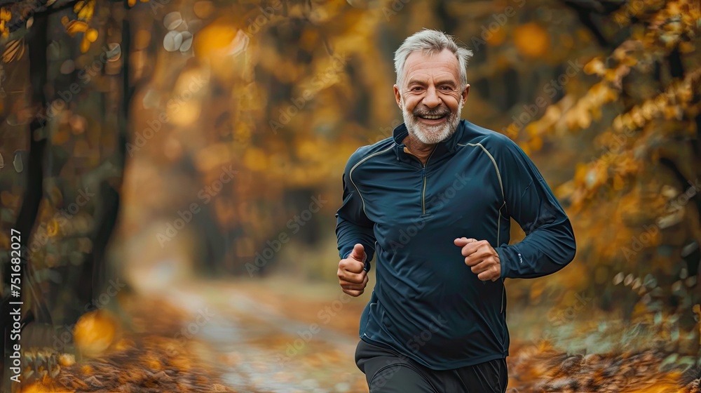 senior man running for healthy lifestyle for longevity. exercise in a park senior man running for healthy lifestyle for longevity. exercise in a park