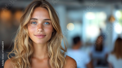 Serene Beauty: Young Woman with Freckles Portrait