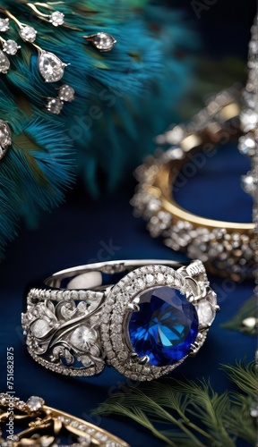  Jewellery set with gemstones.