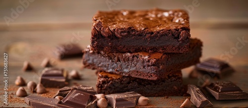 Irresistible homemade brownies with gooey chocolate chips on top - decadent dessert treats for indulgence