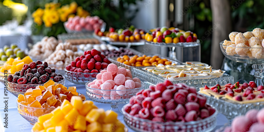 Candy bar food buffet during hotel brunch cater Candy bar food buffet during hotel brunch cater