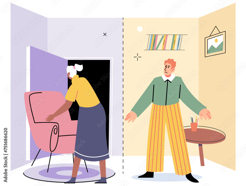 Personal space vector illustration. Some individuals prefer greater distance in their personal space to feel comfortable Establishing safe zone within our personal space is essential for our mental