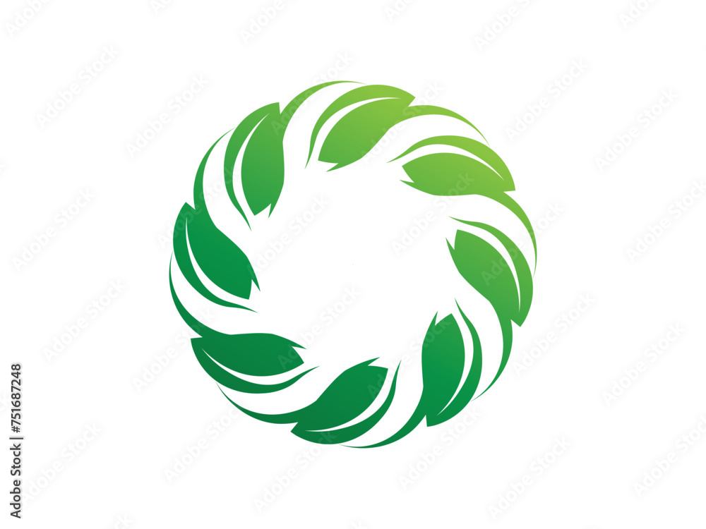 Fototapeta premium Circular Leaf logo gradient colorful design illustrations