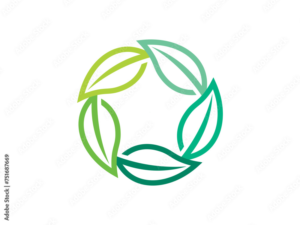 Fototapeta premium Circular Leaf logo gradient colorful design illustrations