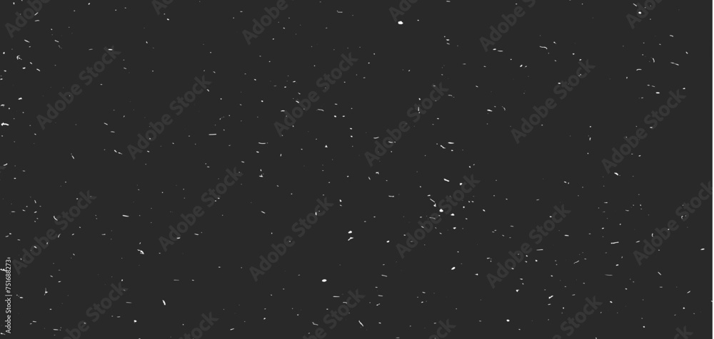 Grunge stamp, vintage effect, traces of antiquity. White dust particles on a dark background. Old black paper or cardboard for backdrop. Vector illustration of black board for chalk drawn