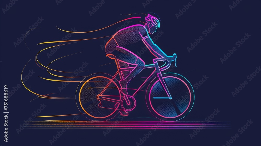 Fototapeta premium Dynamic Neon Cyclist in Motion
