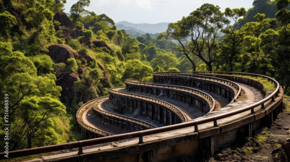 Fototapeta premium A section of curved railway track