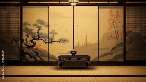 A vintage Japanese room, background