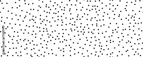 Classic polka dot harmony: Seamless vector pattern, small black circles on a white backdrop. Creative texture with chaotic, hand-drawn round shapes. Dotted wrapping paper sample for design © A_Y_N