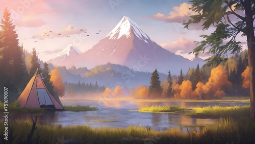 Animated Vtuber Twitch Streamer Background of Summer Camping Trip