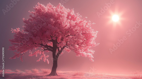 Pink lapacho tree at sun´s back light. © Matthew