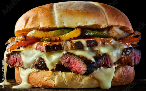 Capture the essence of Philly Cheese Steak in a mouthwatering food photography shot photo