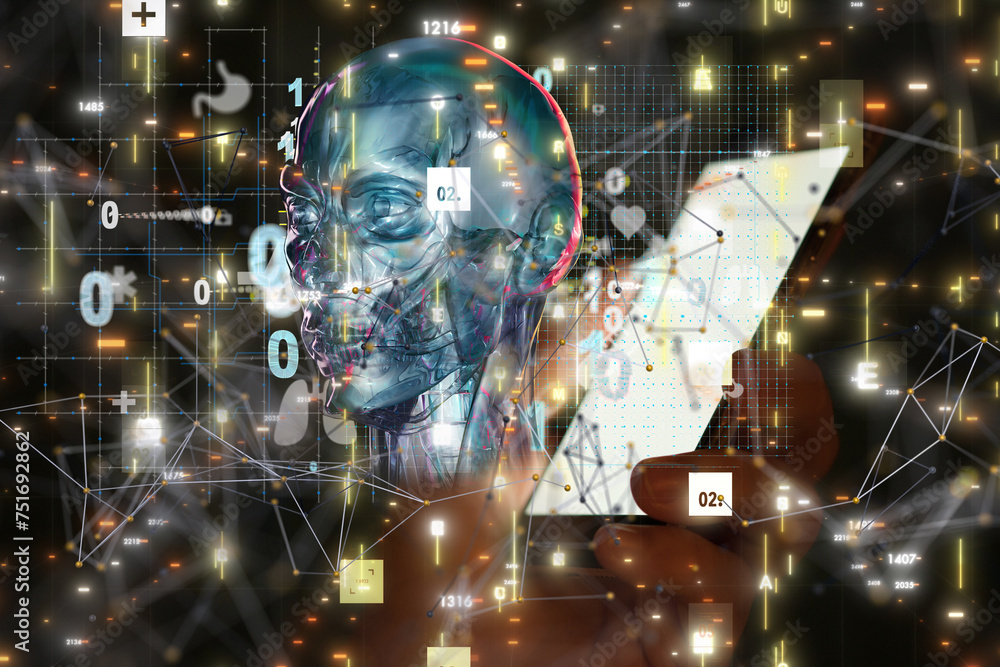 digital medical futuristic interface 3D rendering - neural network exposure digital digital medical futuristic interface 3D rendering - neural network exposure digital