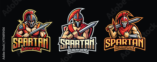 spartan esport gaming logo. set of spartan warrior mascot design