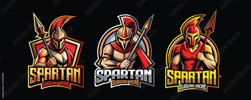 spartan esport gaming logo. set of spartan warrior mascot design