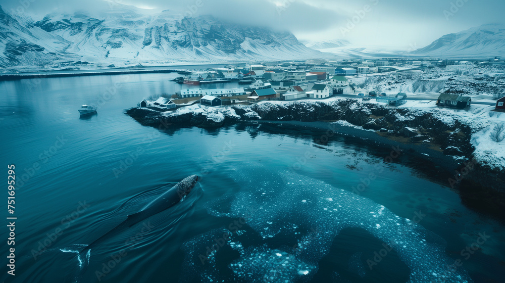 Whale in Norway - obrazy, fototapety, plakaty 