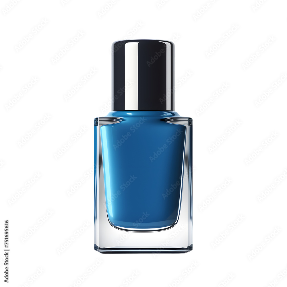 Blue nail polish bottle, isolated on white background Blue nail polish bottle, isolated on white background