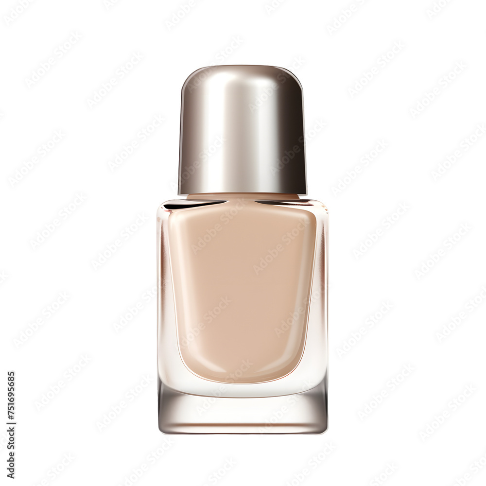 Beige Nude nail polish bottle, isolated on white background Beige Nude nail polish bottle, isolated on white background