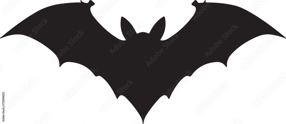 Bat Silhouette Vector Illustration White Background