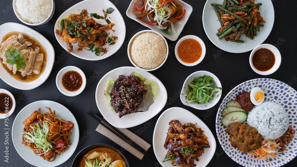 Flavors of Malaysia: Close-Up of Malaysian Food Spread on Table in 4K Ultra HD Resolution