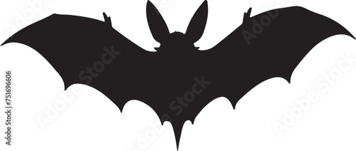 Bat Silhouette Vector Illustration White Background