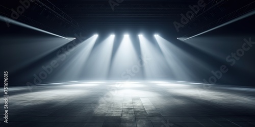 Artistic performances stage light background with spotlight illuminated the stage for contemporary dance. Empty stage with monochromatic colors and lighting design.