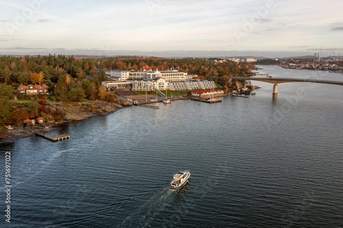 Yacht back at the marina from above