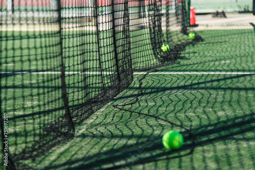 Paddle court with green balls