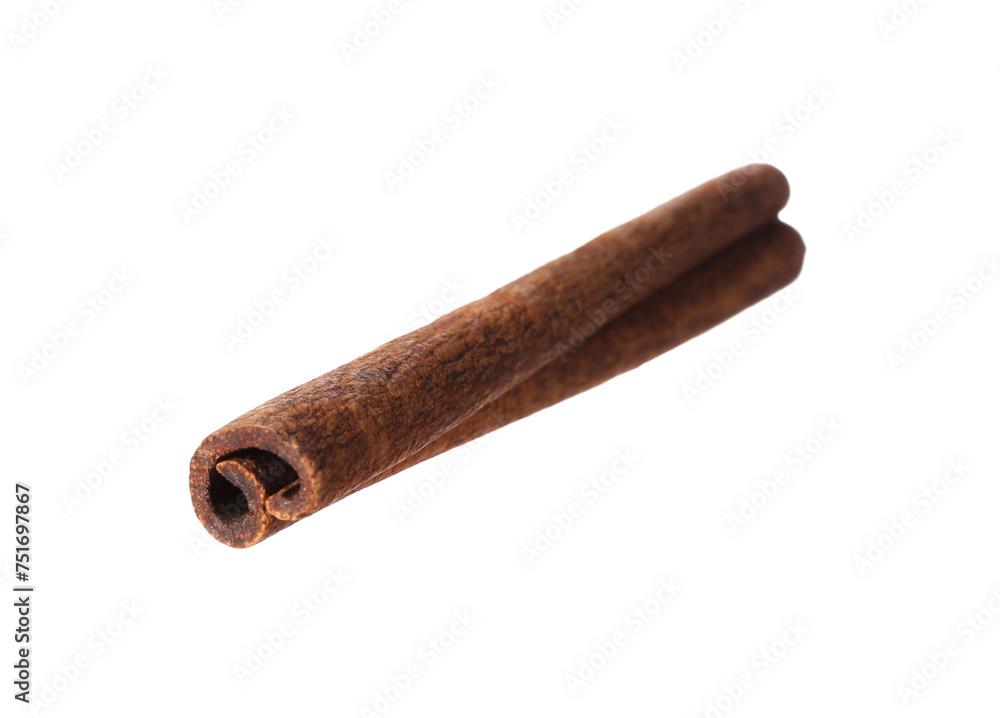 One aromatic cinnamon stick isolated on white One aromatic cinnamon stick isolated on white