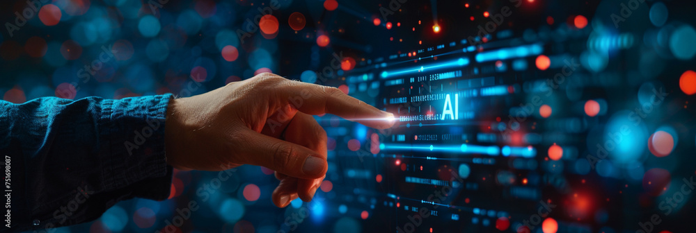 Obraz premium Engaging with Artificial Intelligence: Interaction on Virtual Screen