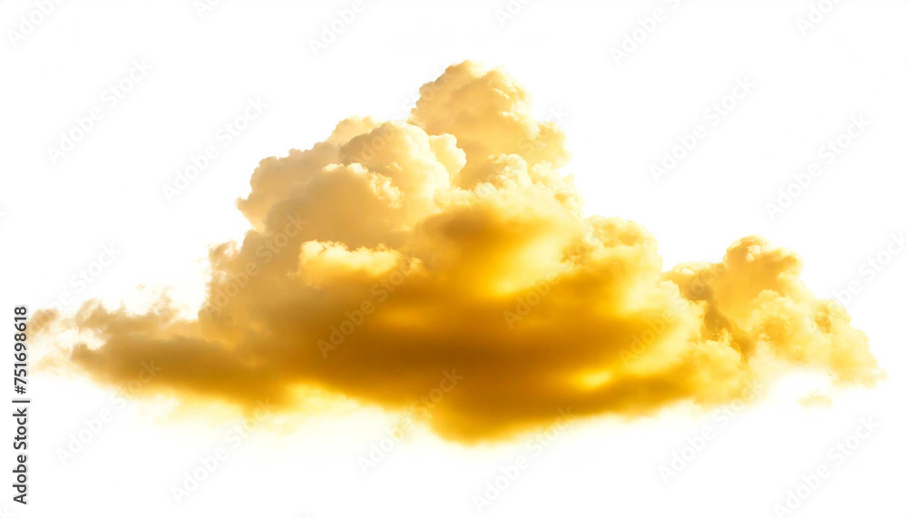 gelbe Wolke isoliert auf weißen Hintergrund, Freisteller gelbe Wolke isoliert auf weißen Hintergrund, Freisteller