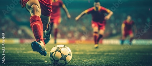soccer player kicking soccer ball © pector