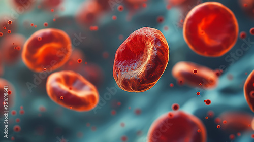 Red Blood Cells Flowing in human circulatory system