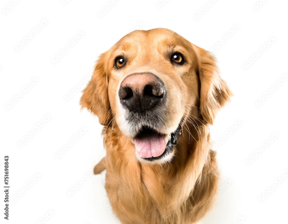Golden Retriever isoliert auf weißen Hintergrund, Freisteller Golden Retriever isoliert auf weißen Hintergrund, Freisteller