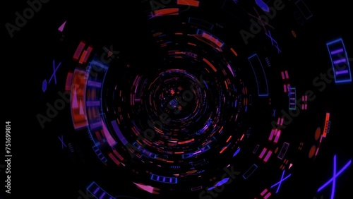 Vortex, tunnel - tracking shot through a tunnel of geometric patterns