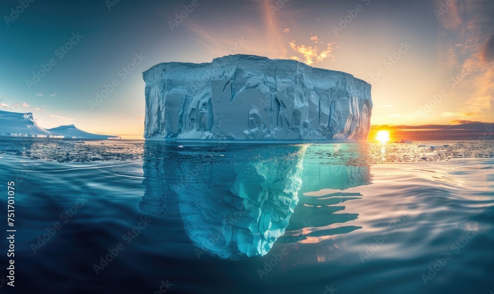 Half underwater view on an iceberg Half underwater view on an iceberg