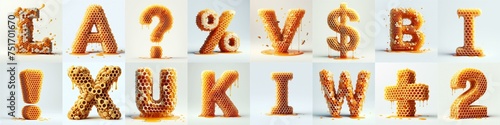 Honeycomb Lettering Typeface. AI generated illustration